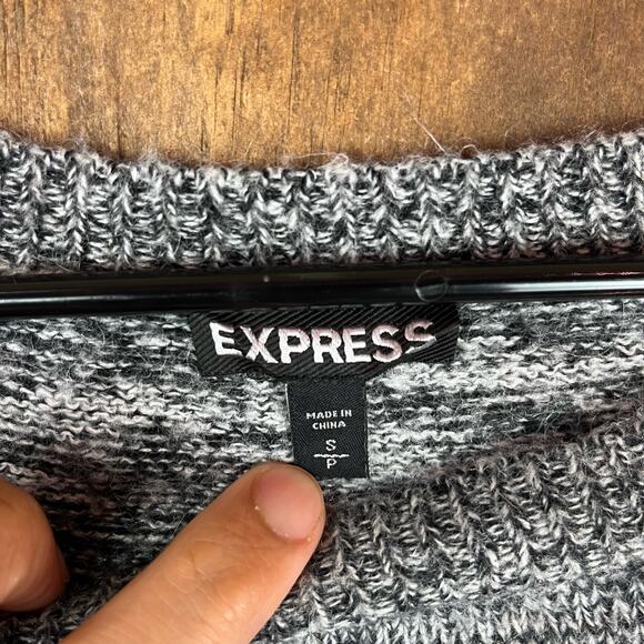 Express Womens Sweater Gray Boat Neck 3/4 Sleeve Knit Wool Mohair Blend Tunic S - Picture 9 of 13